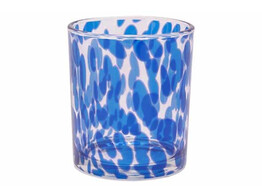 THEELICHTHOUDER BLEU SPOTS TRANSPARANT 9X9H10CM GLAS